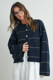 Blair Striped Cardigan | NAVY