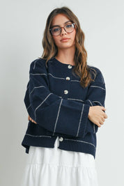 Blair Striped Cardigan | NAVY