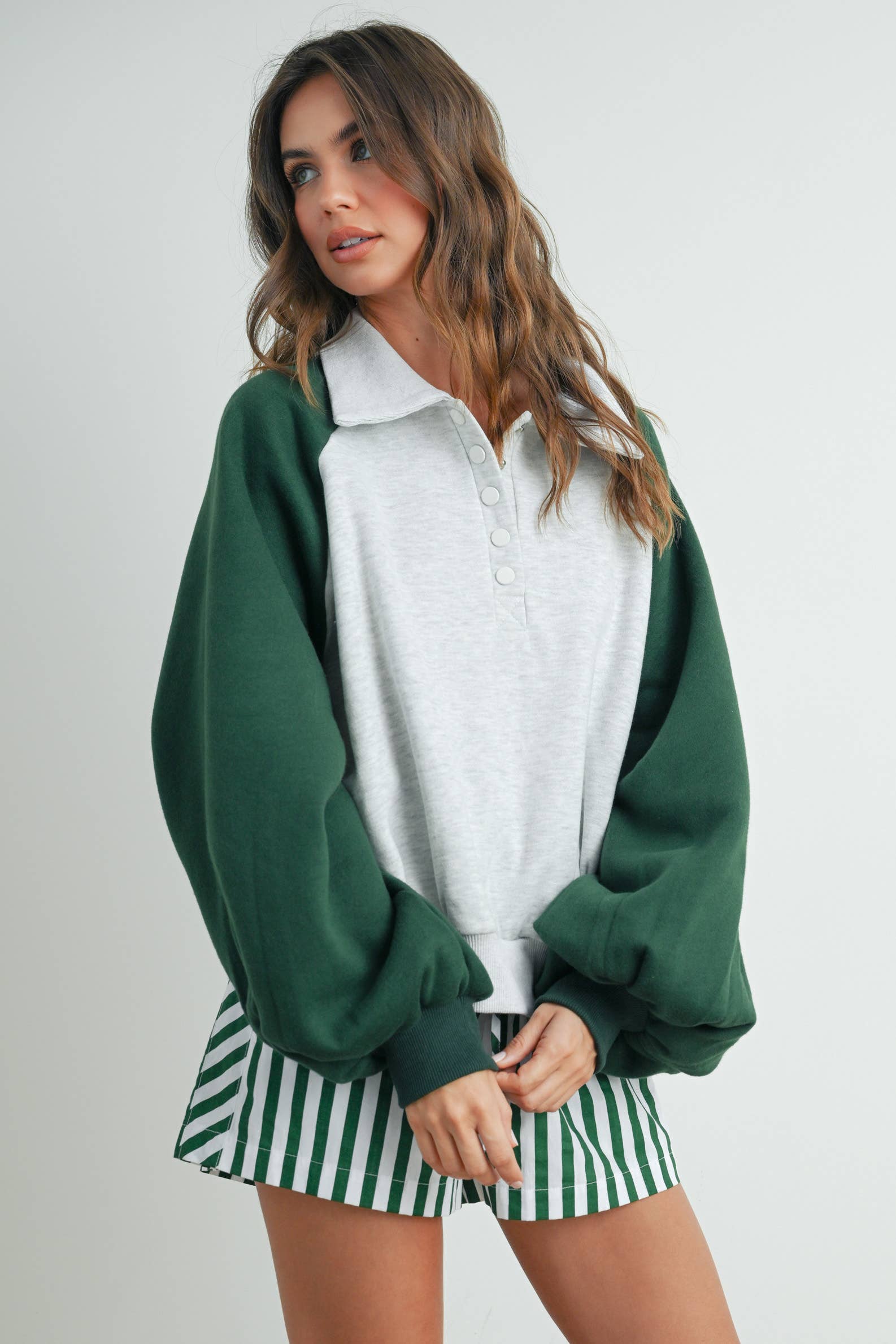 Color Block Classic Polo Sweatshirt