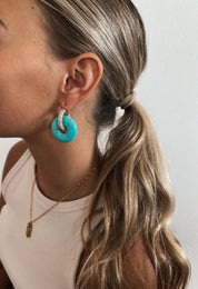 Evelyn Crystal Turquoise Hoops