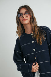 Blair Striped Cardigan | NAVY