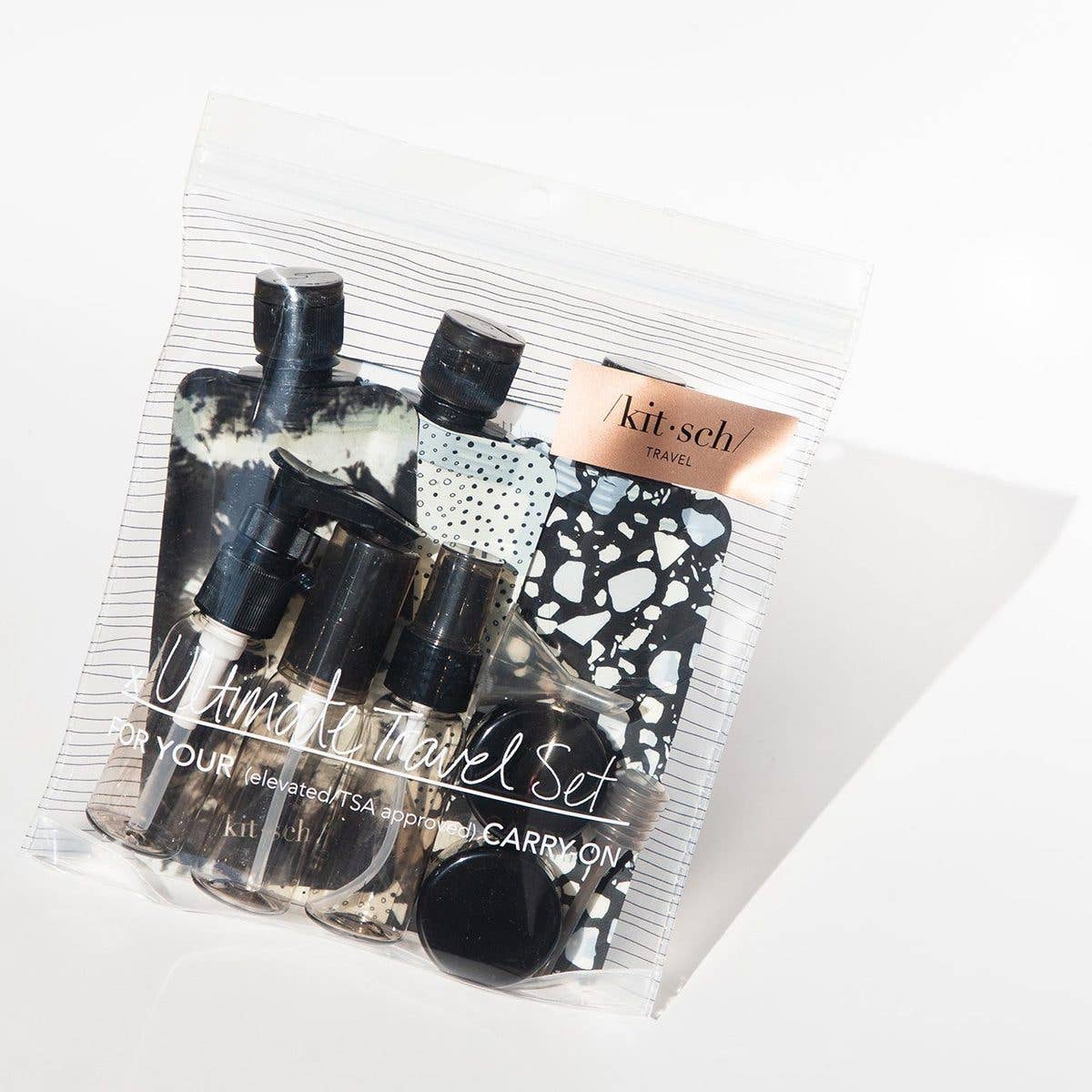 Refillable Ultimate Travel 11pc Set - Black & Ivory