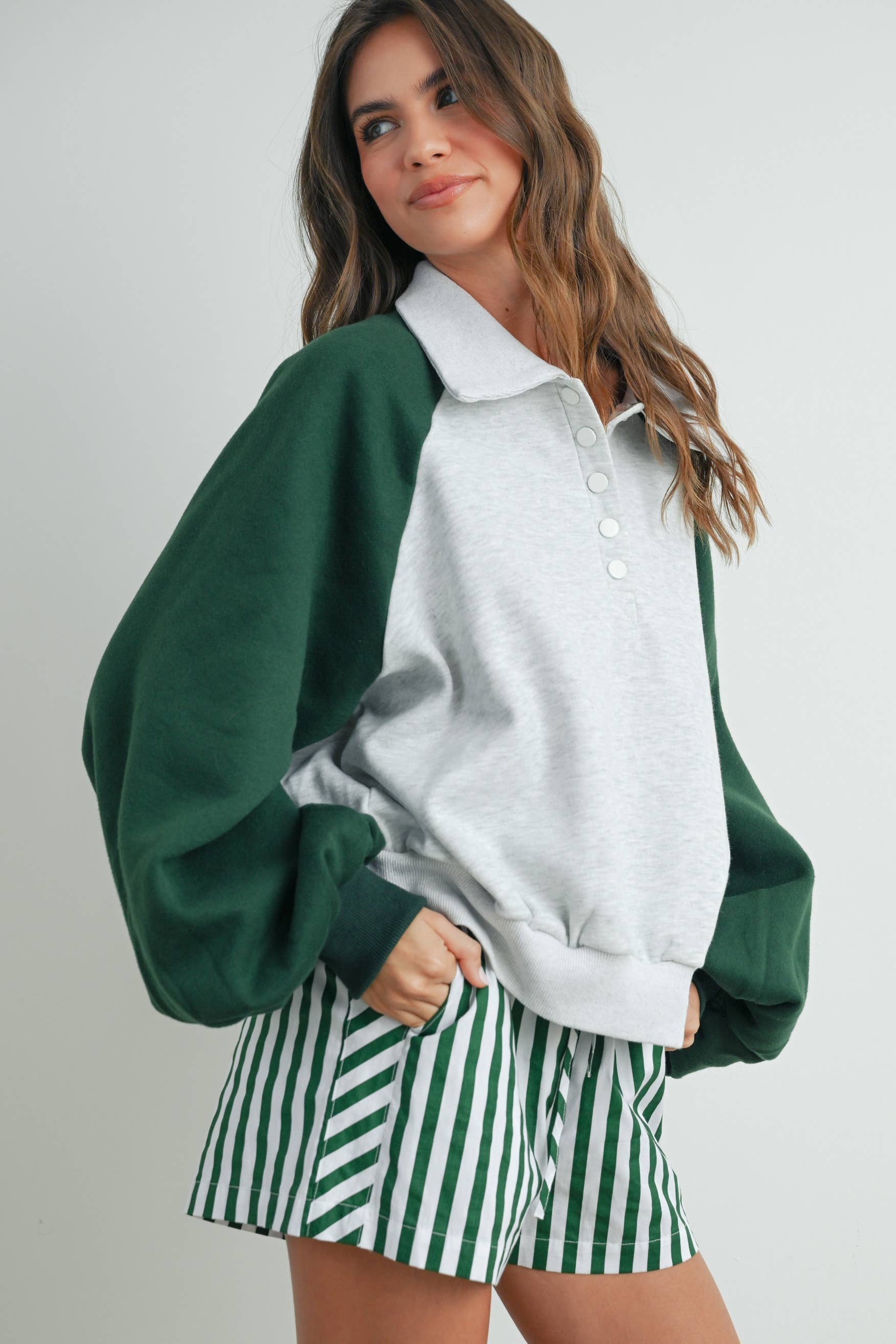 Color Block Classic Polo Sweatshirt