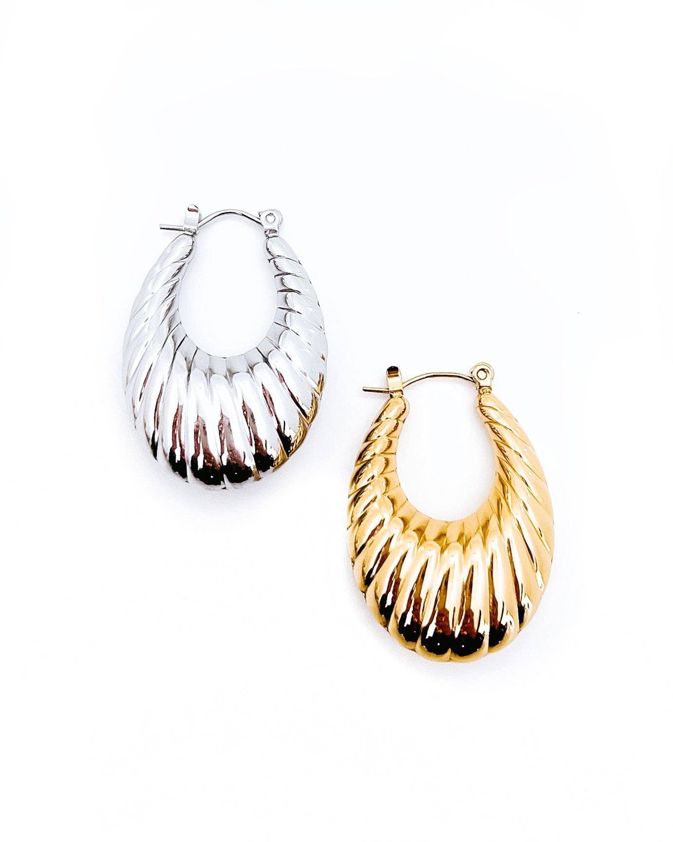 Erin Oval Croissant Hoops || Choose Color Silver Gold