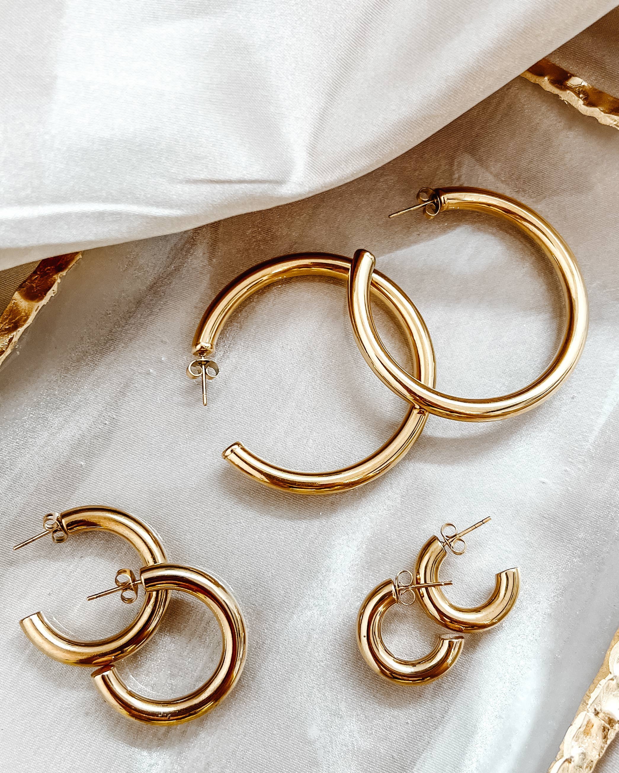 Ethel Gold Hoop Earrings || Small