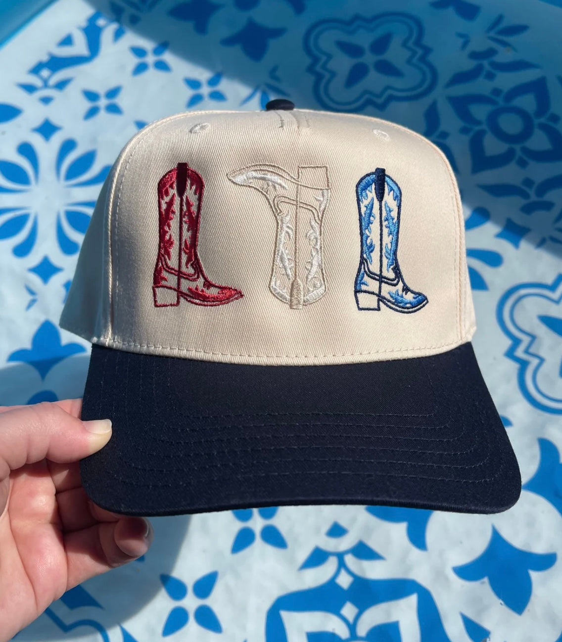 Red, White and Boots Trucker Hat