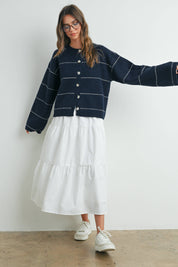 Blair Striped Cardigan | NAVY