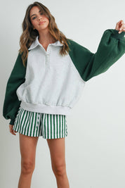 Color Block Classic Polo Sweatshirt