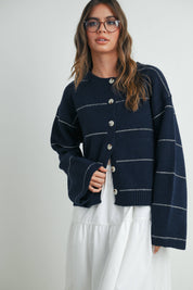 Blair Striped Cardigan | NAVY