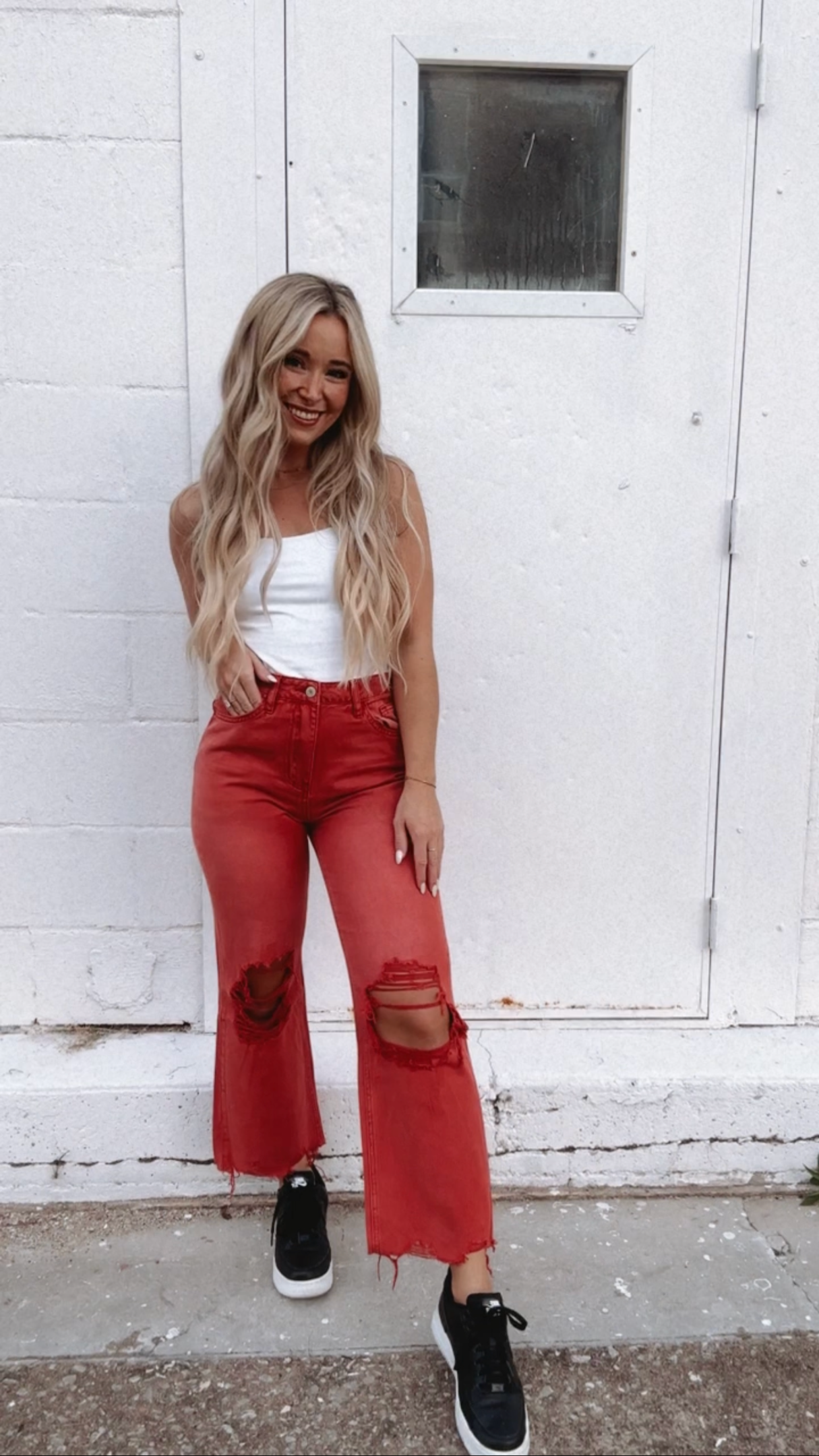 Red Cropped Jean