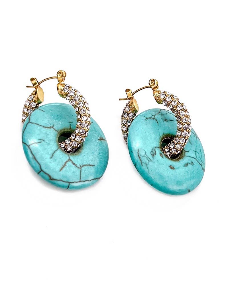 Evelyn Crystal Turquoise Hoops