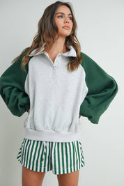 Color Block Classic Polo Sweatshirt