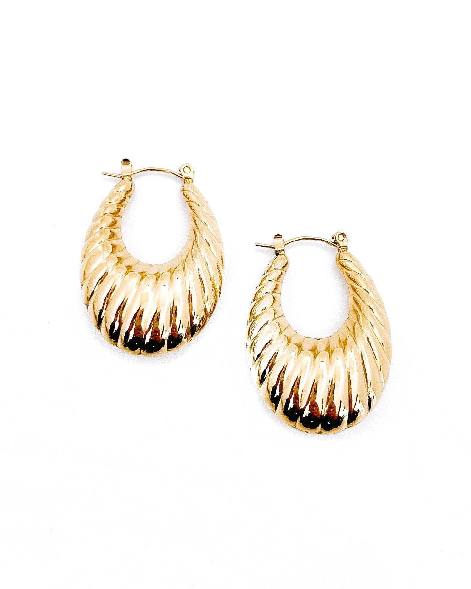 Erin Oval Croissant Hoops || Choose Color Silver Gold